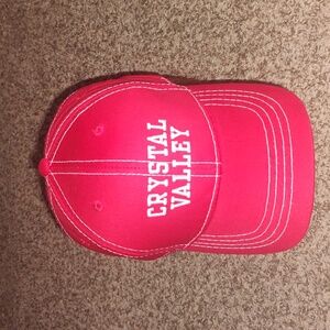Crystal Valley Embroidered Adjustable Strap-on Red White Hat Cap